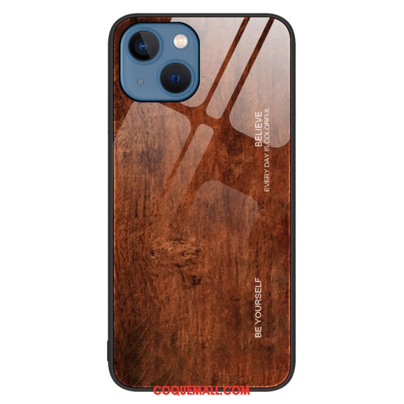 Coque iPhone 14 Verre Trempé Design Bois