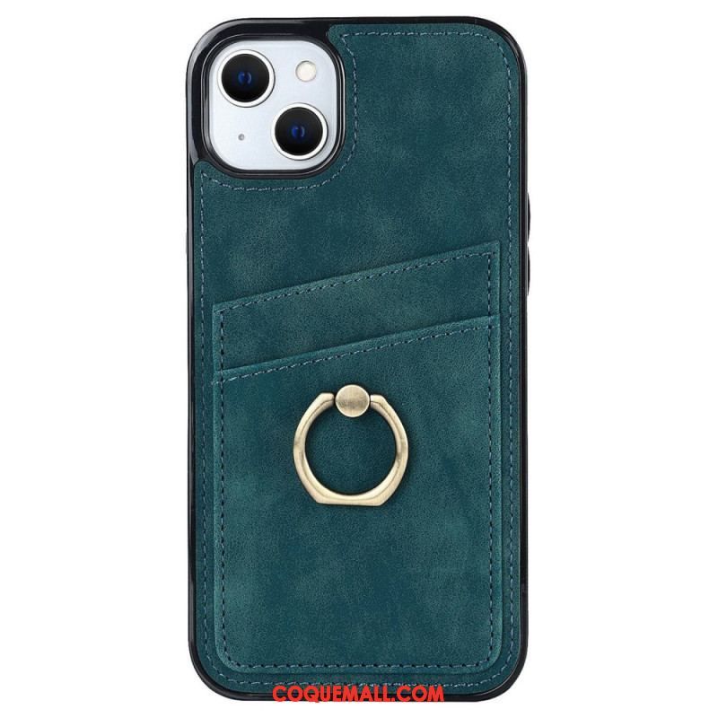 Coque iPhone 14 Vintage Anneau-Support et Porte-Cartes