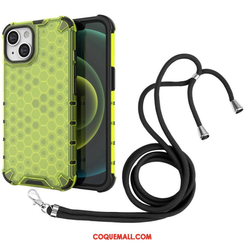 Coque iPhone 14 à Cordon Nid d'abeille