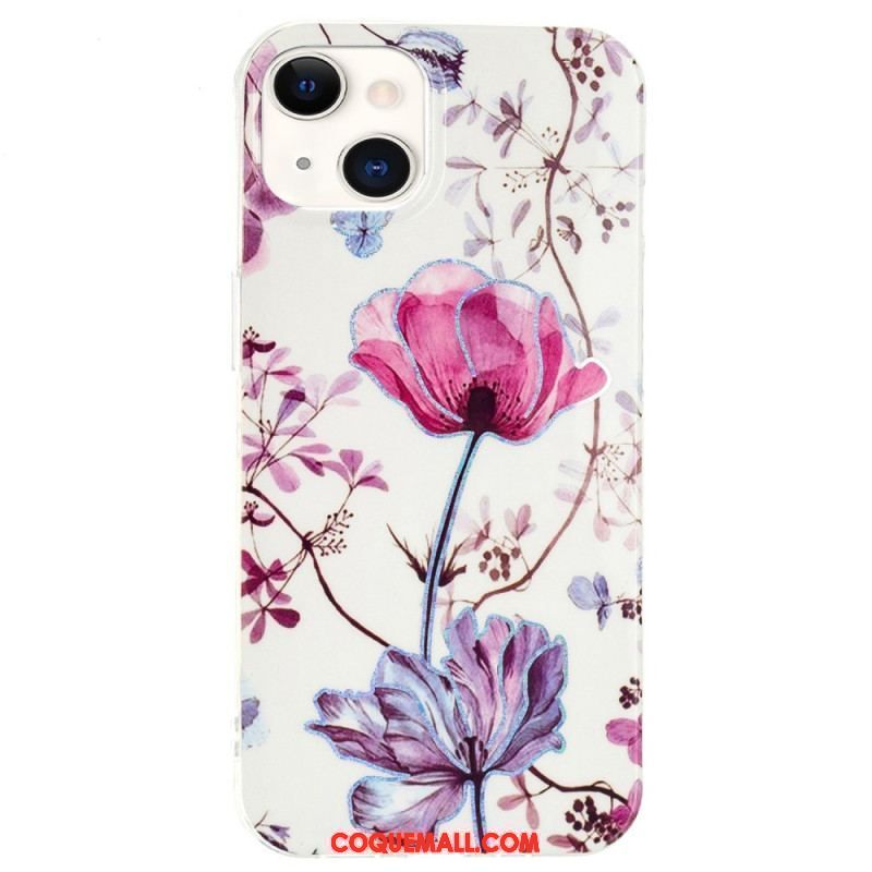 Coque iPhone 15 Plus Marbre Floral