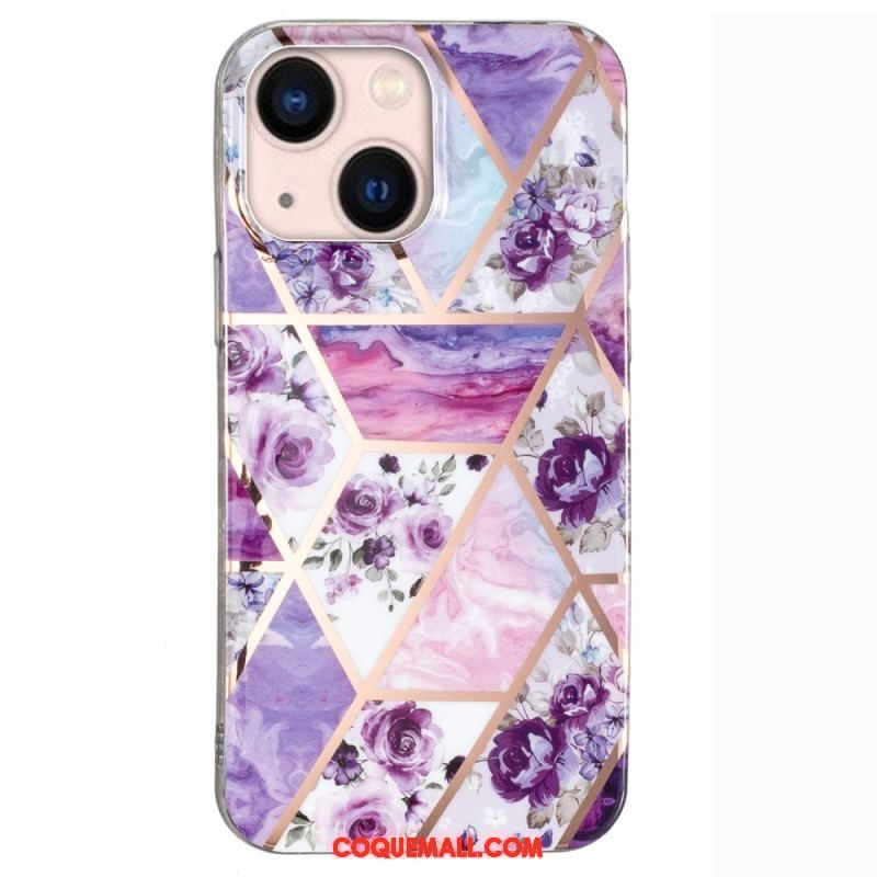 Coque iPhone 15 Plus Marbre Floral