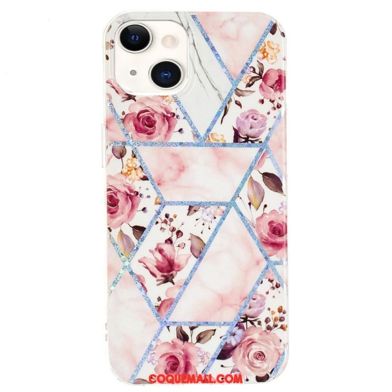 Coque iPhone 15 Plus Marbre Floral