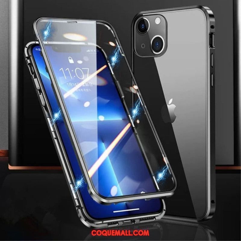 Coque iPhone 15 Plus Verre Trempé Avant et Arrière Cadre Métal