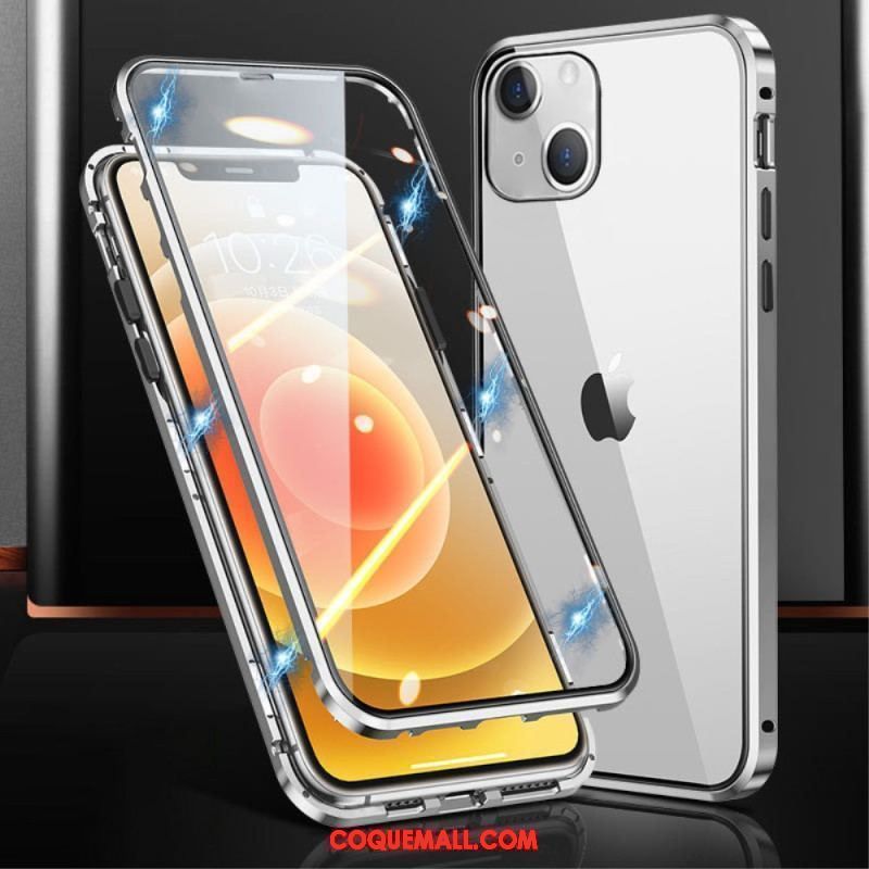 Coque iPhone 15 Plus Verre Trempé Avant et Arrière Cadre Métal