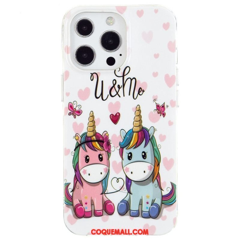 Coque iPhone 15 Pro Fluorescente Licorne