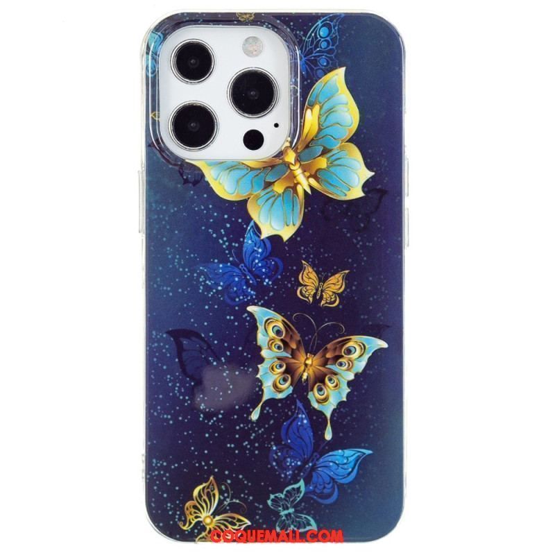 Coque iPhone 15 Pro Fluorescente Papillons