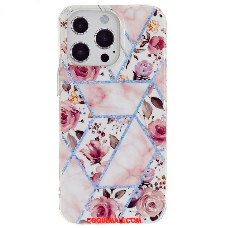 Coque iPhone 15 Pro Marbre Floral