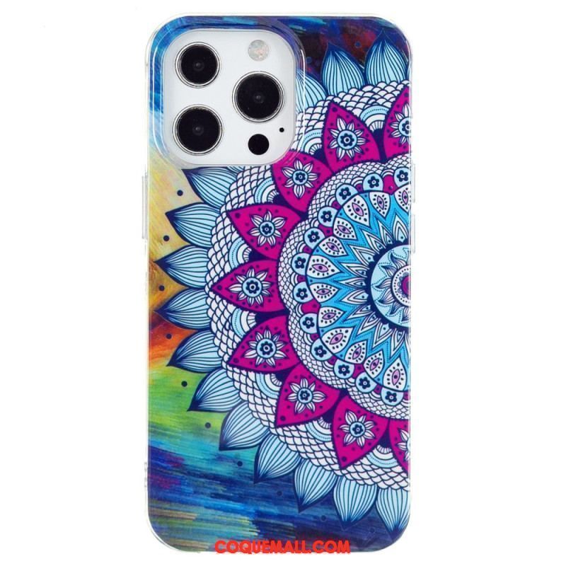 Coque iPhone 15 Pro Max Fluorescente Mandala