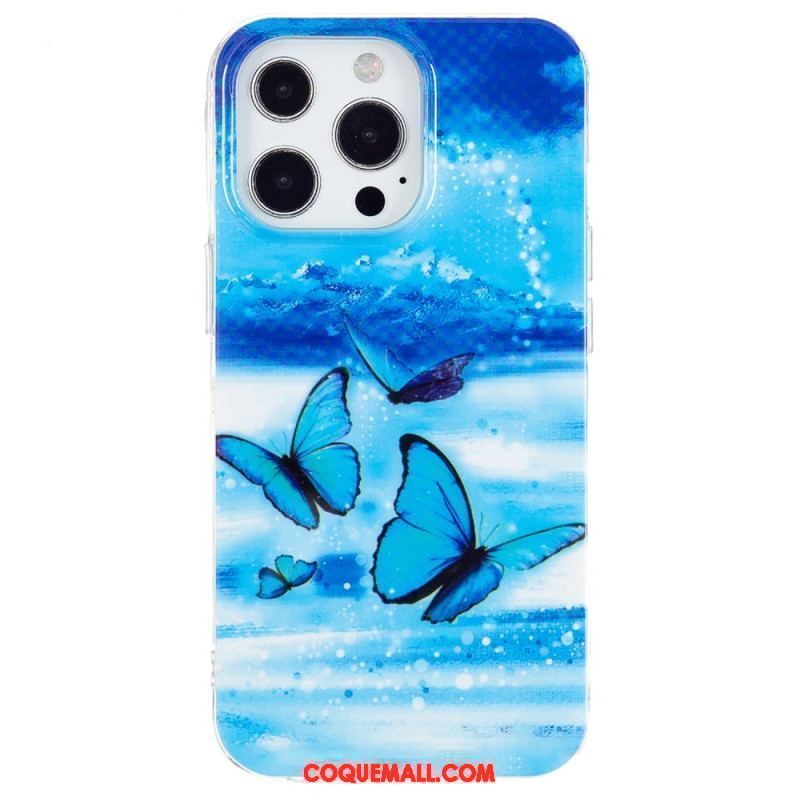 Coque iPhone 15 Pro Max Fluorescente Papillons