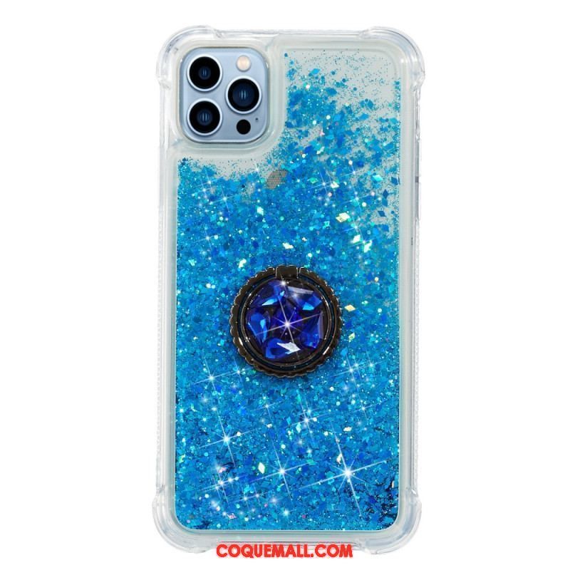 Coque iPhone 15 Pro Max Paillettes avec Anneau-Support