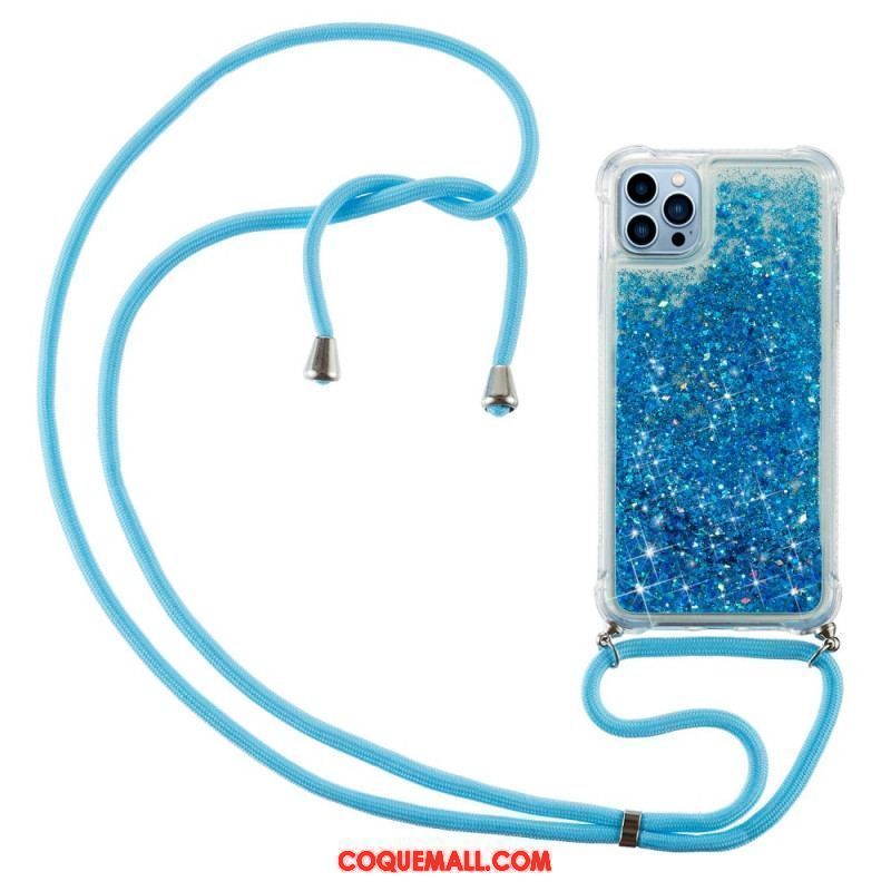 Coque iPhone 15 Pro Max à Cordon Paillettes