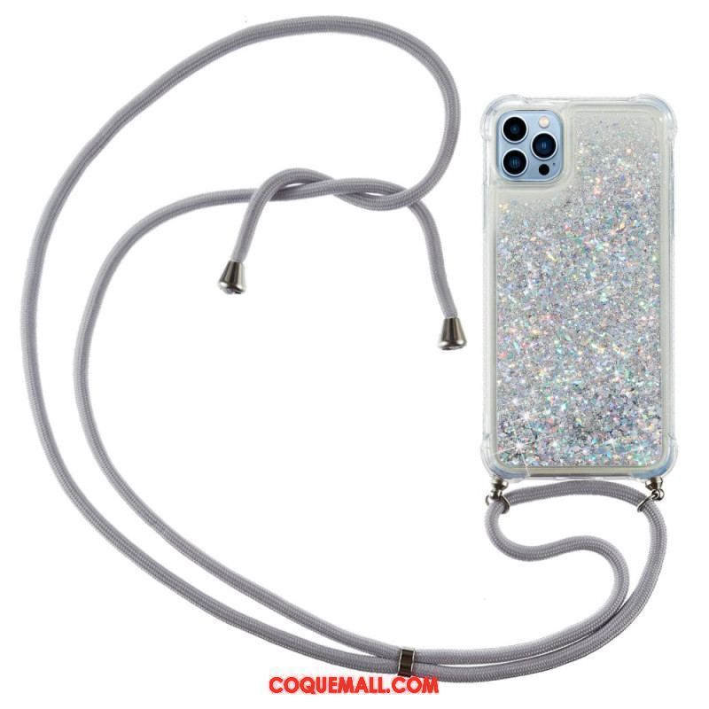 Coque iPhone 15 Pro Max à Cordon Paillettes