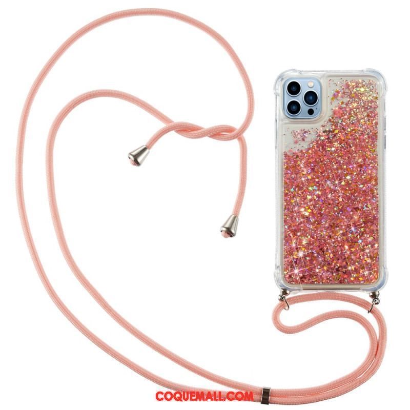 Coque iPhone 15 Pro Max à Cordon Paillettes