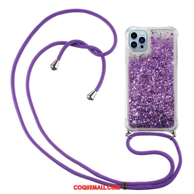 Coque iPhone 15 Pro Max à Cordon Paillettes