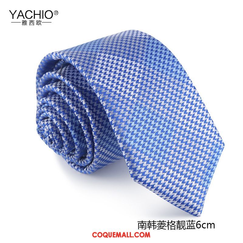 Cravate Homme 6cm Rhombe Treillis, Cravate Boite Cadeau Entreprise Blau