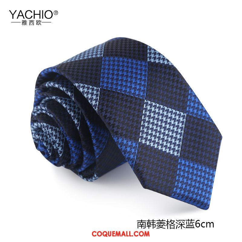 Cravate Homme 6cm Rhombe Treillis, Cravate Boite Cadeau Entreprise Blau
