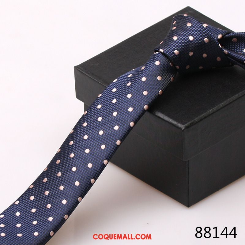 Cravate Homme Britanique Petit Noir, Cravate Bleu Étroit