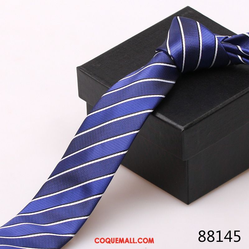 Cravate Homme Britanique Petit Noir, Cravate Bleu Étroit