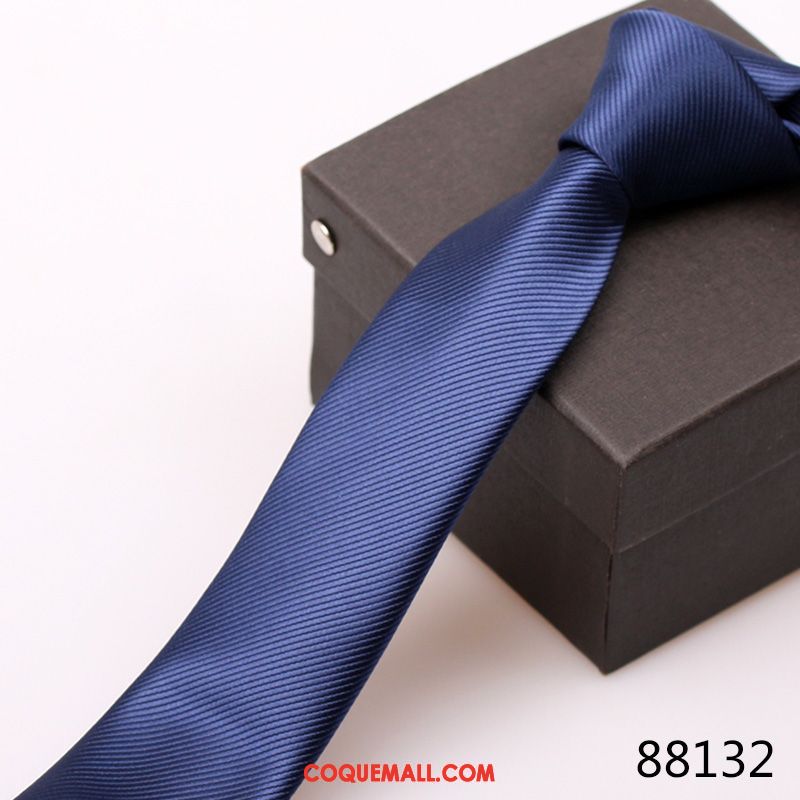 Cravate Homme Britanique Petit Noir, Cravate Bleu Étroit