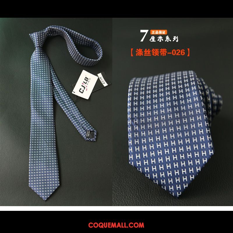 Cravate Homme Entreprise 7cm Carrière, Cravate Étudiant Bleu
