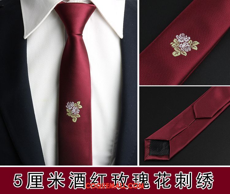 Cravate Homme Haut Grade Marier Étroit, Cravate Mode Rose