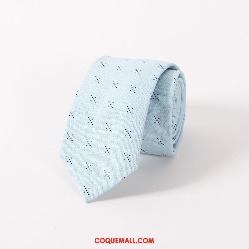 Cravate Homme Impression Frais Blanc, Cravate Bleu Coton Hell