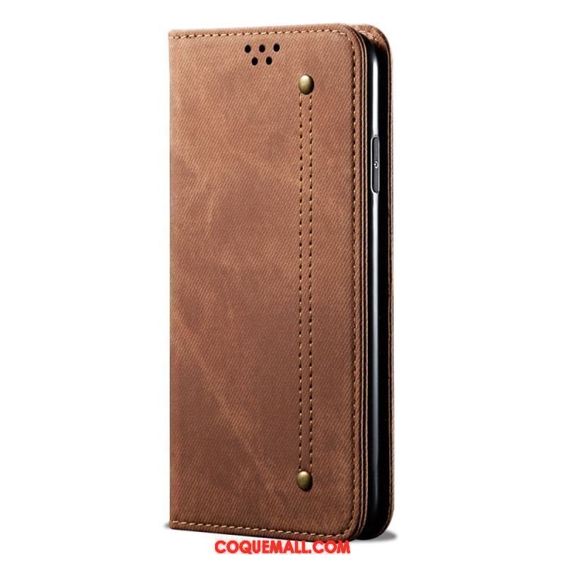 Flip Cover Huawei P60 Pro Tissu Jeans