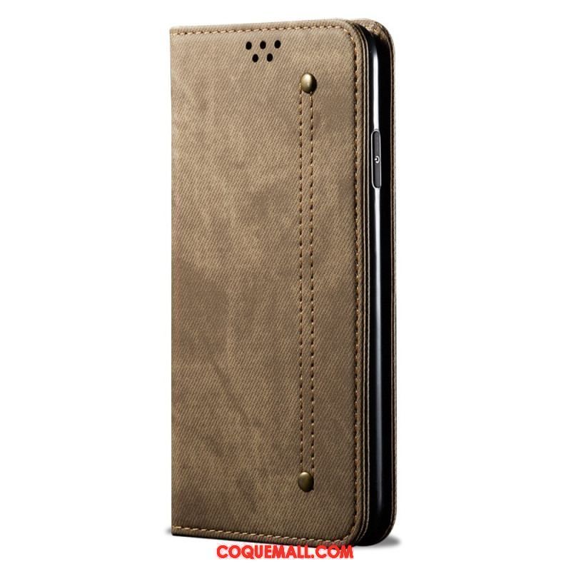 Flip Cover Huawei P60 Pro Tissu Jeans