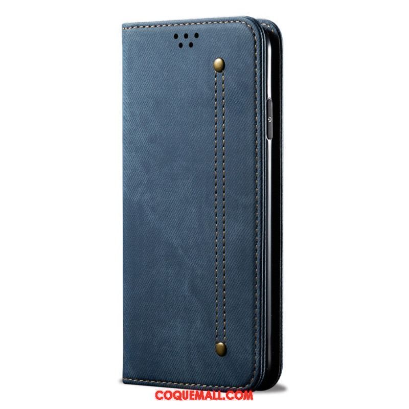 Flip Cover Huawei P60 Pro Tissu Jeans