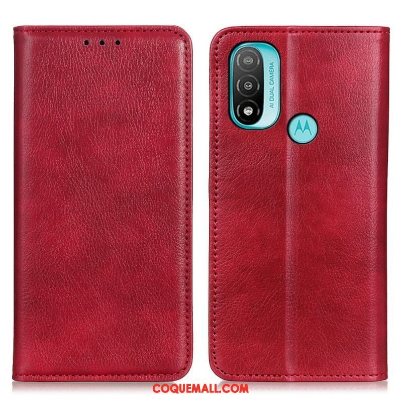 Flip Cover Moto E40 / E30 / E20 Cuir Fendu Texturé