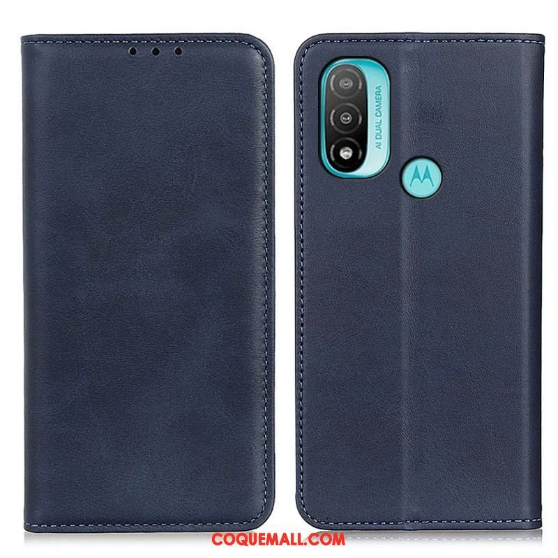 Flip Cover Moto E40 / E30 / E20 Cuir Fendu Élégance