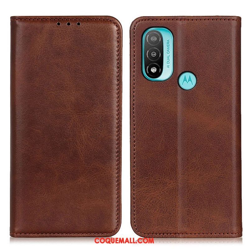 Flip Cover Moto E40 / E30 / E20 Cuir Fendu Élégance