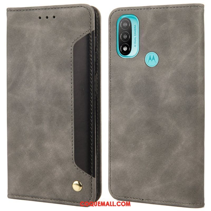 Flip Cover Moto E40 / E30 / E20 Effet Cuir Business Bicolore