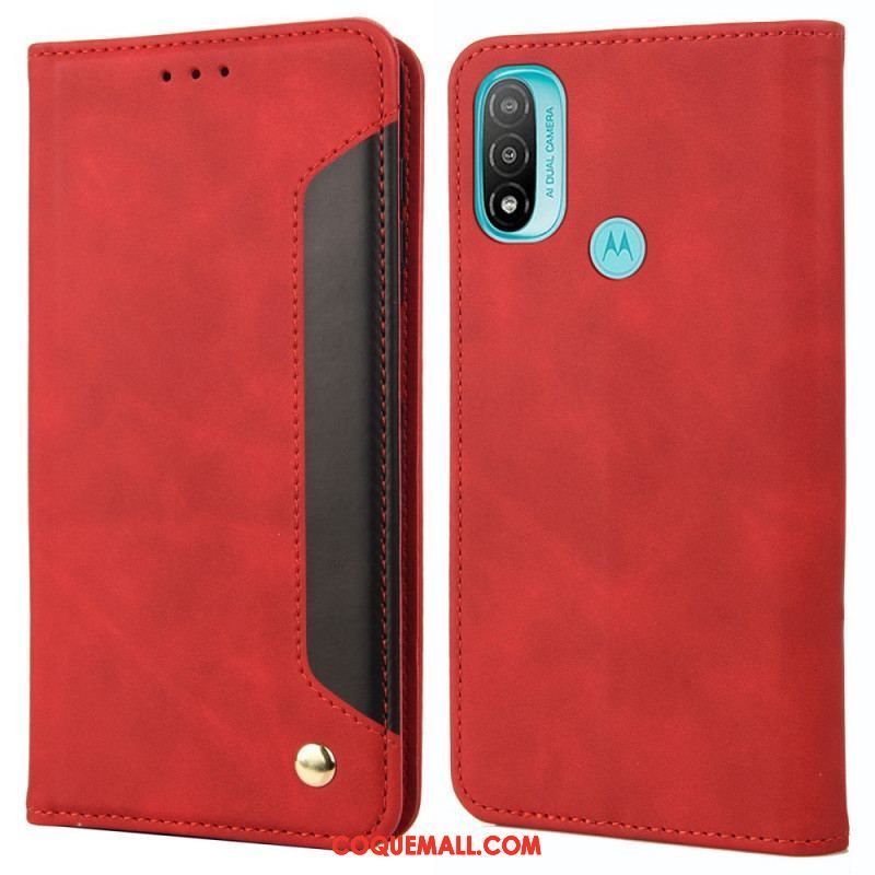 Flip Cover Moto E40 / E30 / E20 Effet Cuir Business Bicolore