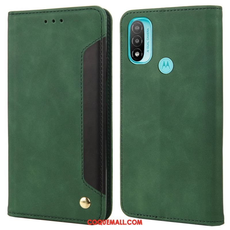 Flip Cover Moto E40 / E30 / E20 Effet Cuir Business Bicolore