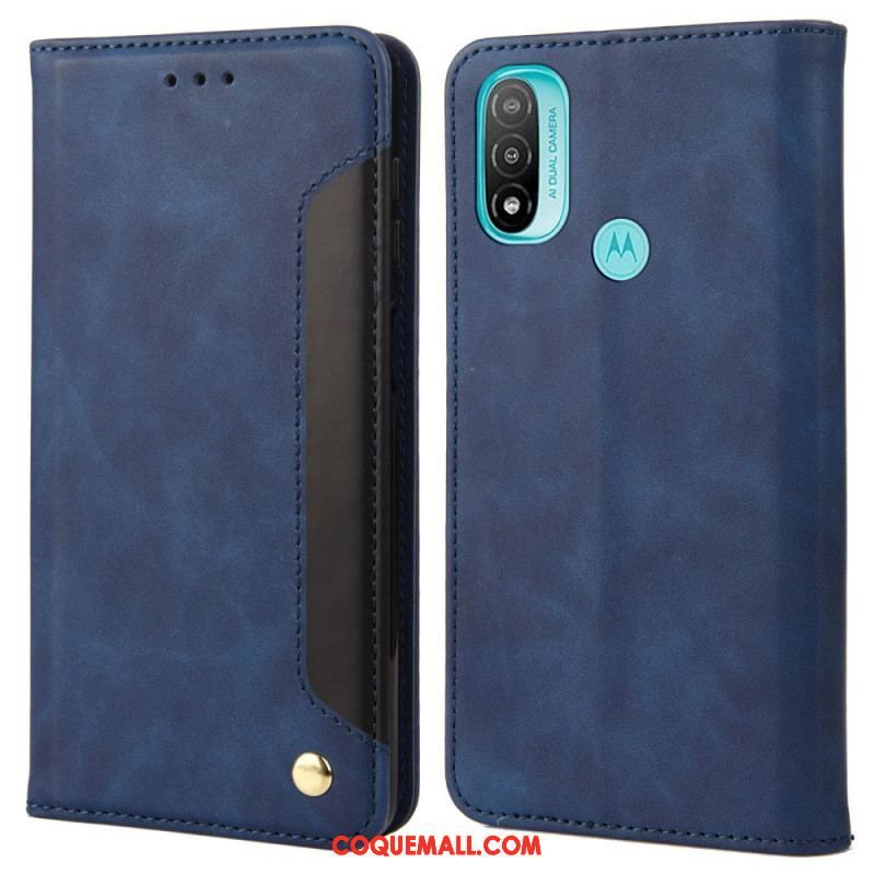 Flip Cover Moto E40 / E30 / E20 Effet Cuir Business Bicolore