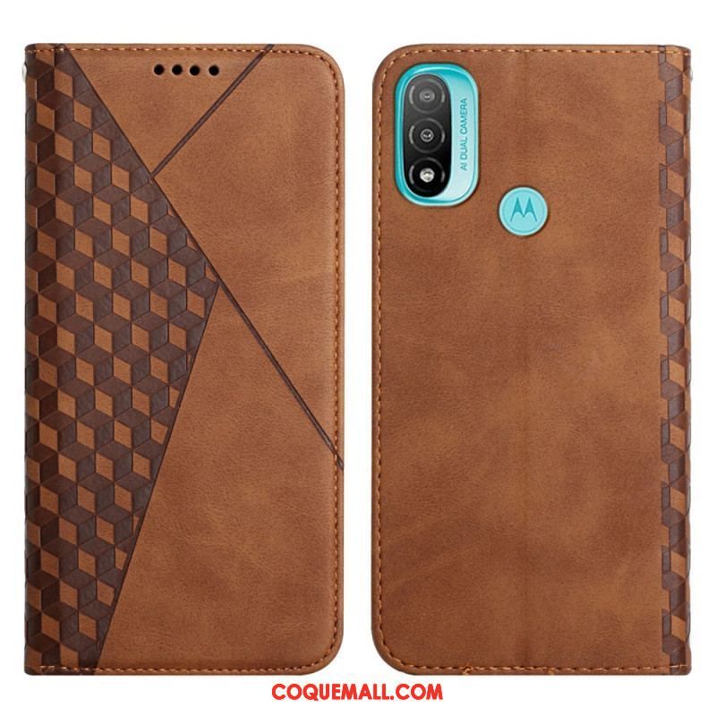 Flip Cover Moto E40 / E30 / E20 Effet Cuir Géo