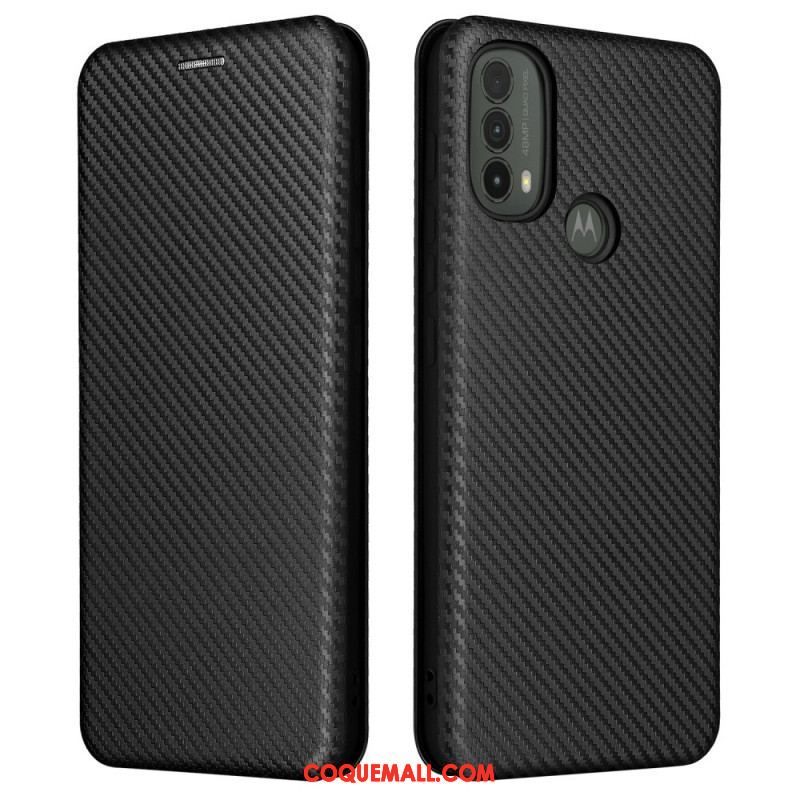 Flip Cover Moto E40 / E30 / E20 Fibre Carbone