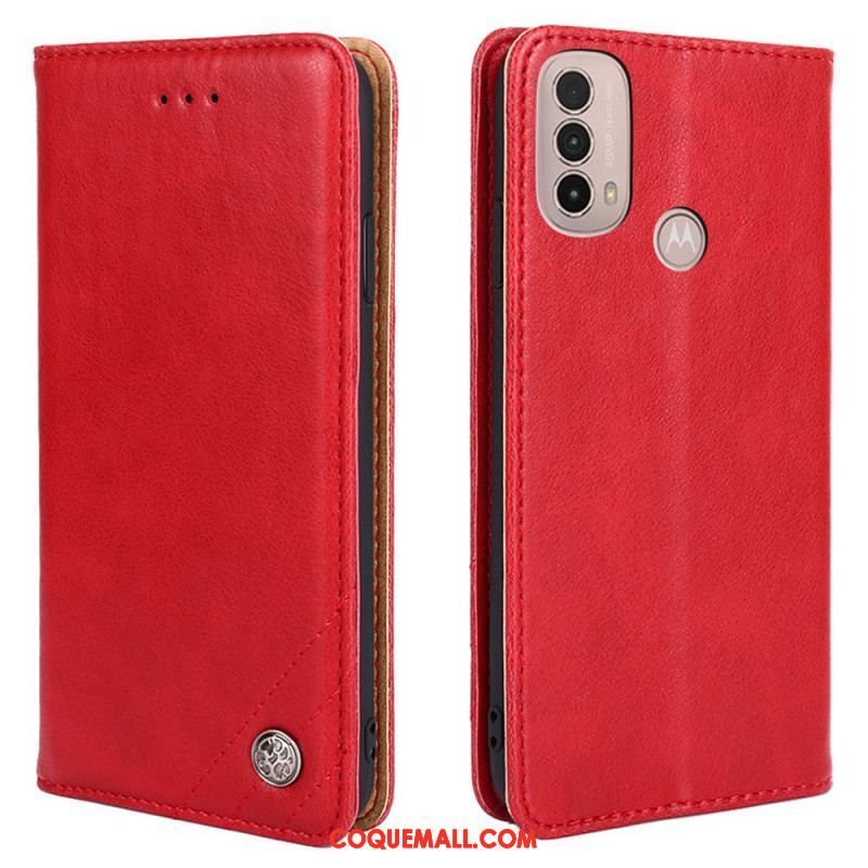 Flip Cover Moto E40 / E30 / E20 Style Cuir Rivet