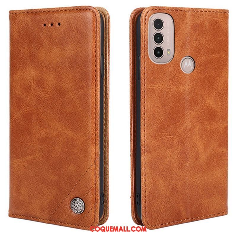 Flip Cover Moto E40 / E30 / E20 Style Cuir Rivet