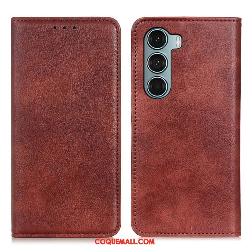 Flip Cover Moto G200 5G Cuir Litchi Fendu Texture