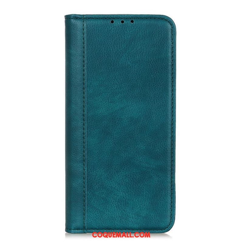 Flip Cover Moto G200 5G Version Cuir Litchi Fendu