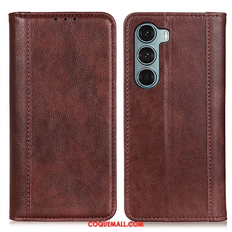 Flip Cover Moto G200 5G Version Cuir Litchi Fendu