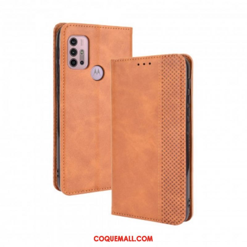 Flip Cover Moto G30 / Moto G10 Effet Cuir Vintage Stylisé