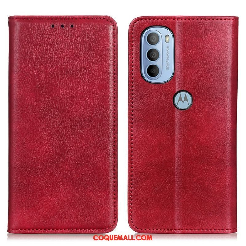 Flip Cover Moto G41 / G31 Cuir Fendu Mat