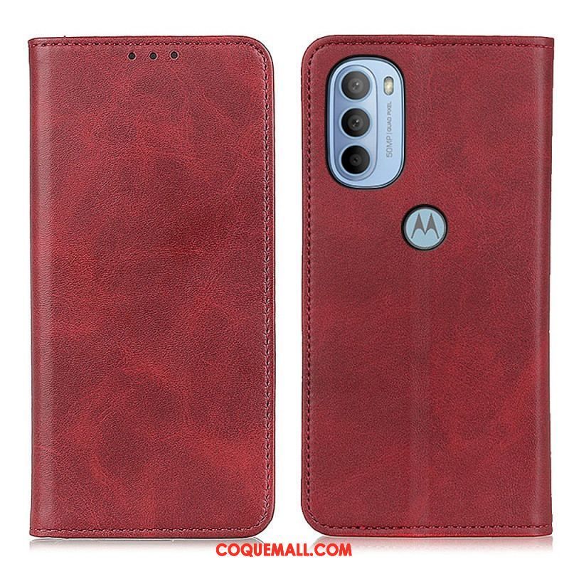 Flip Cover Moto G41 / G31 Cuir Litchi Fendu