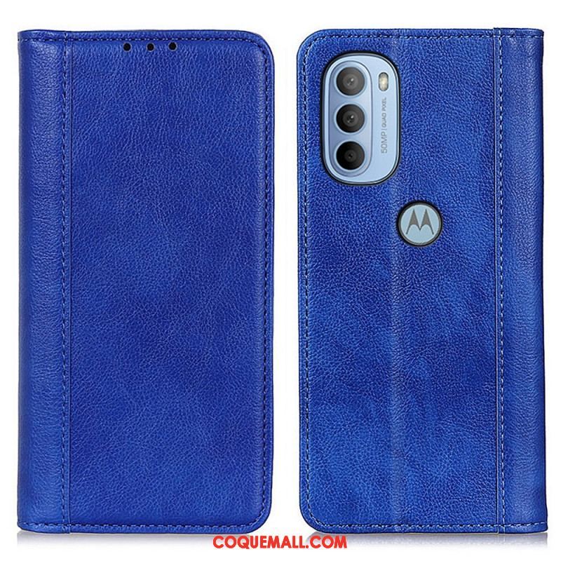 Flip Cover Moto G41 / G31 Cuir Litchi Fendu Élégance