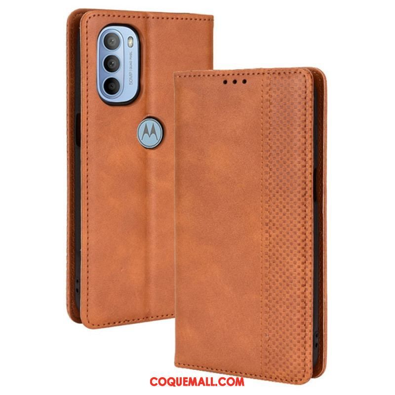 Flip Cover Moto G41 / G31 Effet Cuir Vintage Stylisé