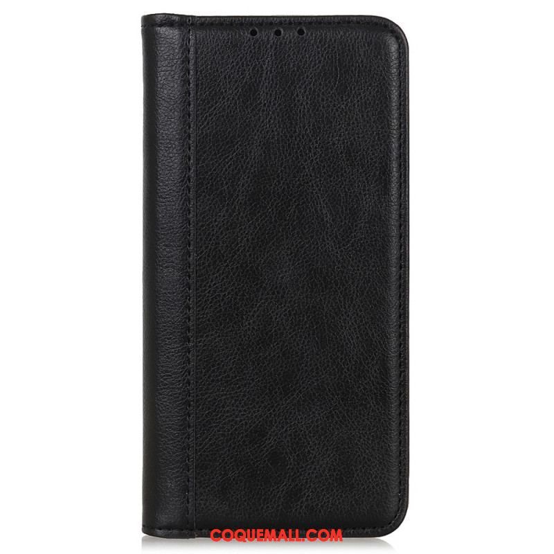 Flip Cover Moto G51 5G Cuir Litchi Fendu Élégance