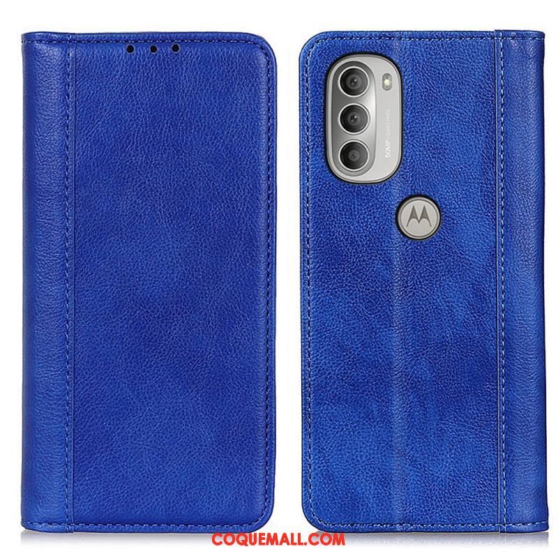 Flip Cover Moto G51 5G Cuir Litchi Fendu Élégance